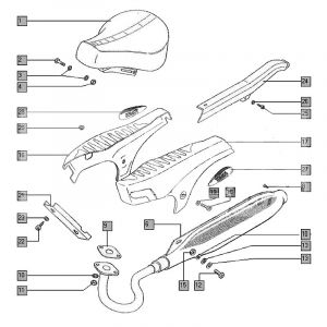 Zadel / Zijkappen / Uitlaat Tomos Flexer t/m 2006